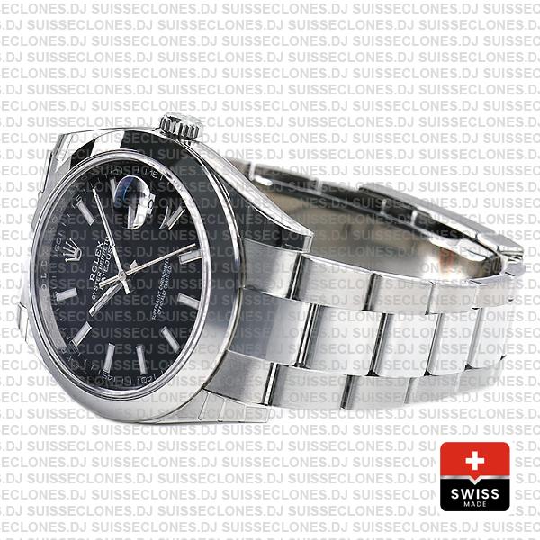 Rolex Datejust 41 Oyster Steel Smooth Bezel Black Dial Stick Markers 126300