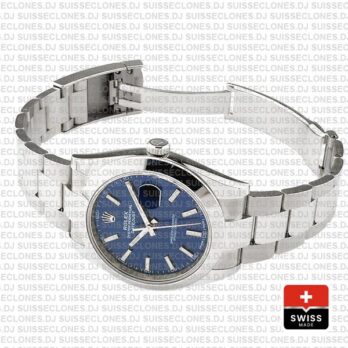 Rolex Datejust 41mm 904L Steel Stainless Blue Dial Stick Markers Smooth Bezel Oyster Bracelet