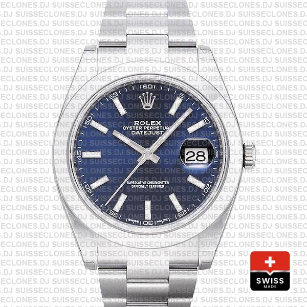 Rolex Datejust 41 Stainless Steel Blue Dial Swiss Replica Watch