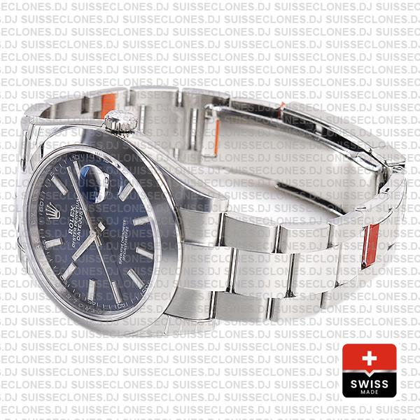 Rolex Datejust 41 Oyster Steel Smooth Bezel Blue Dial Stick Markers 126300