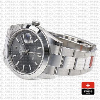 Rolex Datejust 41 904L Steel Dark Rhodium Grey Dial Smooth Bezel Oyster Bracelet Watch