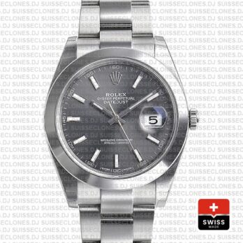 Rolex Datejust 41 904L Steel Dark Rhodium Grey Dial Smooth Bezel Oyster Bracelet
