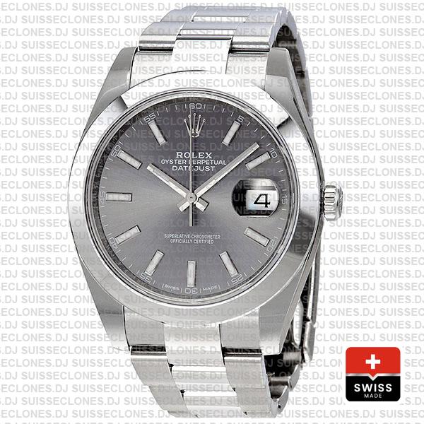 Rolex Datejust 41 904L Steel Dark Rhodium Grey Dial Smooth Bezel