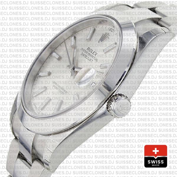 Rolex Datejust 41 Oyster Steel Smooth Bezel Silver Dial Stick Markers 126300
