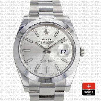 Rolex Datejust Stainless Steel Silver Dial 41mm Smooth & Fixed Bezel Replica Watch