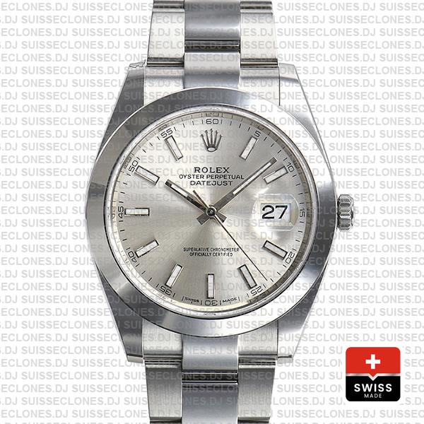 Rolex Datejust 41 Silver Dial Oyster Bracelet Replica