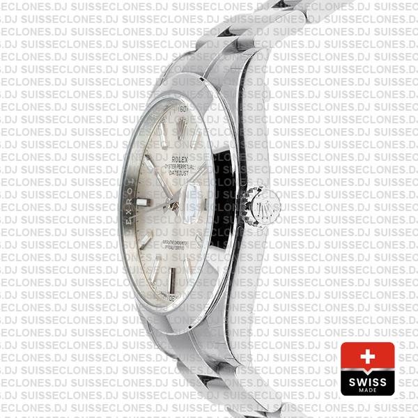 Rolex Datejust 41 Silver Dial Oyster Bracelet Swiss Replica Watch