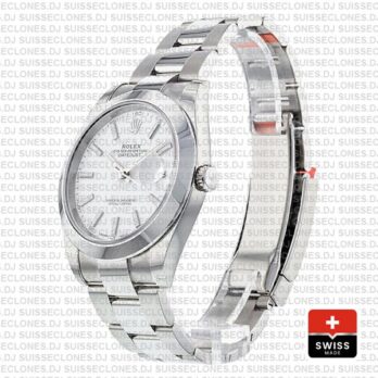 Rolex Datejust 41mm Stainless Steel White Dial with Oyster Bracelet Smooth Bezel