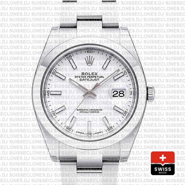 Rolex Datejust 41 904L Steel White Dial Oyster | Replica Watch