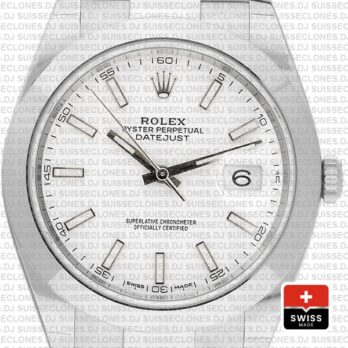 Rolex Datejust 41 904L Steel White Dial Oyster Swiss Replica