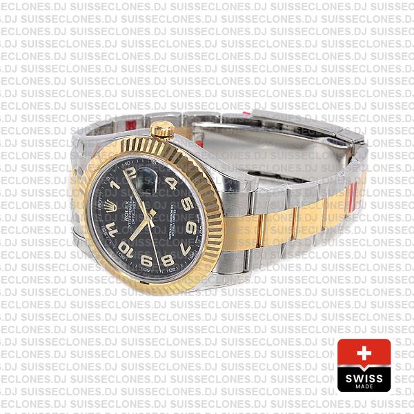 Rolex Datejust Ii 2 Tone Black Arabic 41mm 116333 Swiss Replica