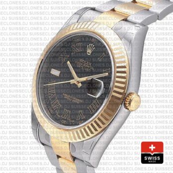 Rolex Datejust ΙΙ Two-Tone Gold 41 | Black Roman Dial Replica Watch