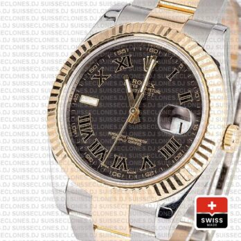 Rolex Datejust ΙΙ Two-Tone 18k Yellow Gold, Stainless Steel in Black Roman Dial