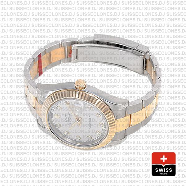Rolex Datejust ΙΙ Two-Tone 18k Yellow Gold, 904L Steel Fluted Bezel Ivory White Dial Diamond Markers 41mm