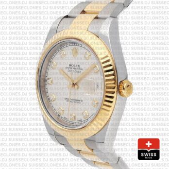 Swiss Rolex Datejust ΙΙ Two-Tone Ivory White Diamond Replica Watch