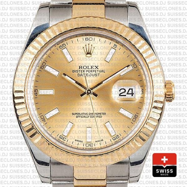 Rolex Datejust ΙΙ Two-Tone 18k Yellow Gold, 904L Steel Fluted Bezel Gold Dial