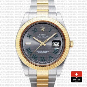 Rolex Datejust ΙΙ Two-Tone Slate Grey Green Roman Dial Watch