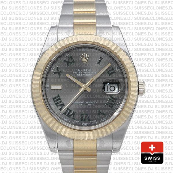 Rolex Datejust ΙΙ Two-Tone Slate Grey Green Roman Dial Watch