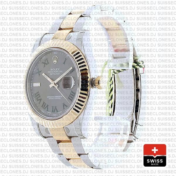 Rolex Datejust Ii 2 Tone Green Roman 41mm 116333 Swiss Replica