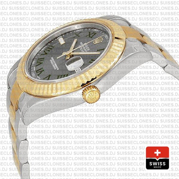 Rolex Datejust Ii 2 Tone Green Roman 41mm 116333 Swiss Replica