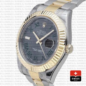 Rolex Datejust ΙΙ Two-Tone Slate Grey Green Roman Dial Replica Watch