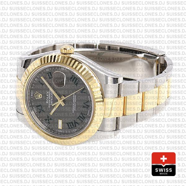 Rolex Datejust Ii 2 Tone Green Roman 41mm 116333 Swiss Replica