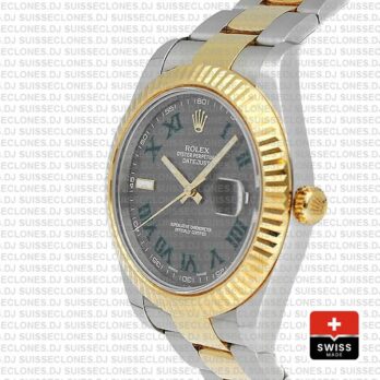 Rolex Datejust ΙΙ Two-Tone Slate Grey Green Roman Dial Swiss Replica Watch