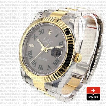 Rolex Datejust ΙΙ Two-Tone 18k Yellow Gold, 904L Steel Fluted Bezel Slate Grey Dial Green Roman Markers