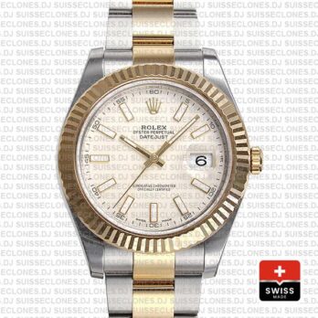Rolex Datejust ΙΙ Oyster Bracelet Two-Tone 18k Yellow Gold 904L Steel Fluted Bezel White Dial