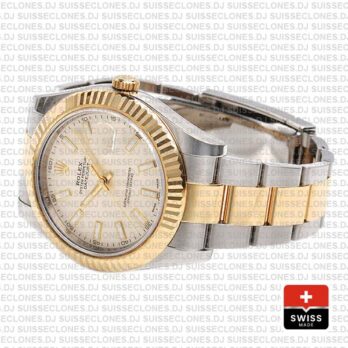 Rolex Datejust ΙΙ Oyster Bracelet Two-Tone 18k Yellow Gold 904L Steel Fluted Bezel White Dial 41mm