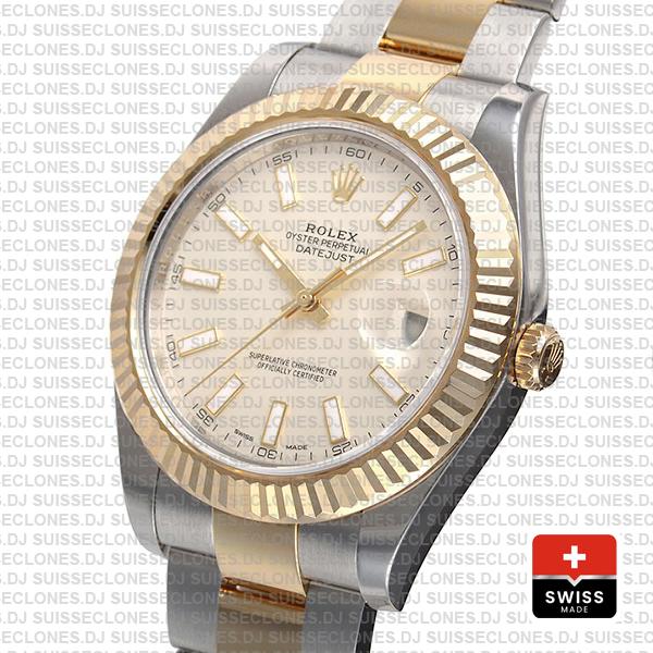 Rolex Datejust Ii 2 Tone White 41mm 116333 Swiss Replica