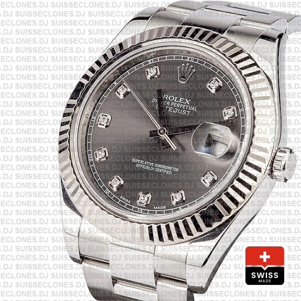Rolex Datejust ΙΙ Grey Dial Diamonds Swiss Replica