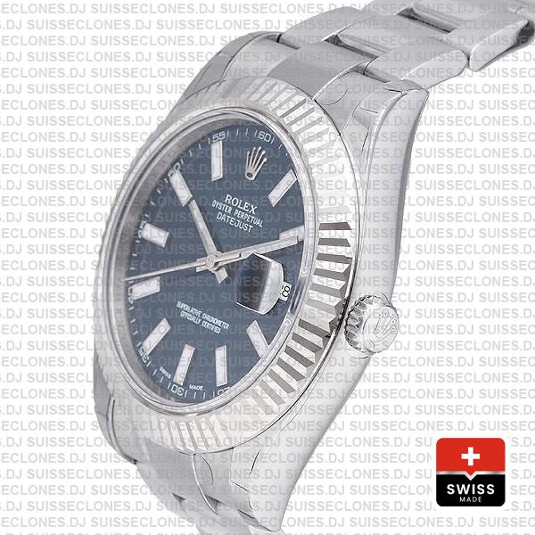 Rolex Datejust Ii Steel 18k White Gold Blue 41mm 116334 Swiss Replica