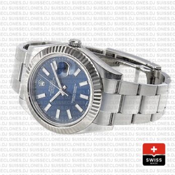 Rolex Datejust Ii Steel 18k White Gold Blue 41mm 116334 Swiss Replica