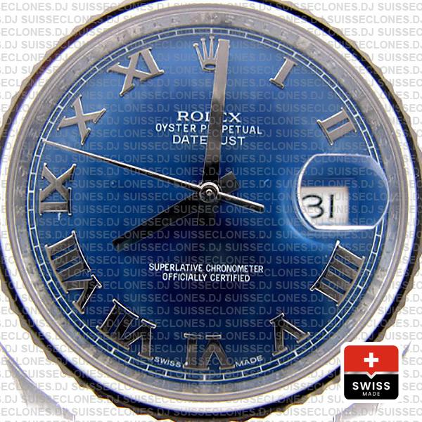 Rolex Datejust Ii Steel 18k White Gold Blue Roman 41mm 116334 Swiss Replica Replica