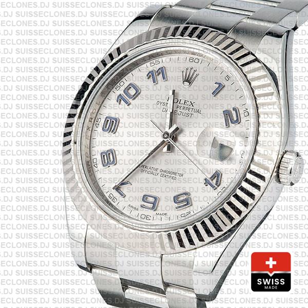 Rolex Datejust Ii Steel 18k White Gold Silver Arabic 41mm 116334 Swiss Replica Replica