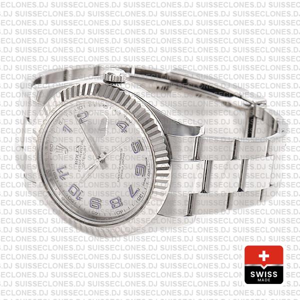 Rolex Datejust Ii Steel 18k White Gold Silver Arabic 41mm 116334 Swiss Replica Replica