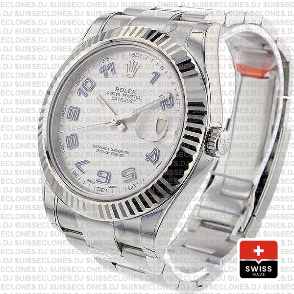 Rolex Datejust ΙΙ 904L Steel Silver Dial Arabic Numerals 18k White Gold