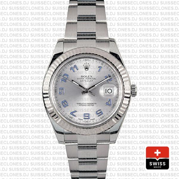 Rolex Datejust Ii Steel 18k White Gold Silver Arabic 41mm 116334 Swiss Replica Replica