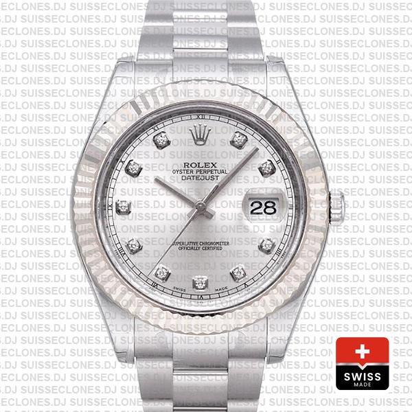 Rolex Datejust ΙΙ 41mm Silver Diamonds Dial Swiss Replica