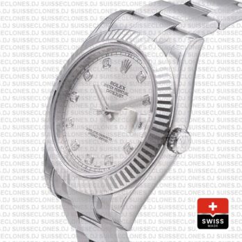 Rolex Datejust ΙΙ 41mm Silver Diamonds Dial Swiss Replica Watch