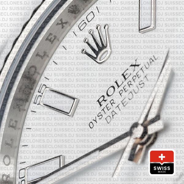 Rolex Datejust ΙΙ 904L Steel White Dial Stick Markers 18k White Gold Fluted Bezel 41mm