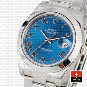 Rolex Oyster Perpetual Datejust II 904L Steel 41mm Blue Dial with Smooth Bezel 116300