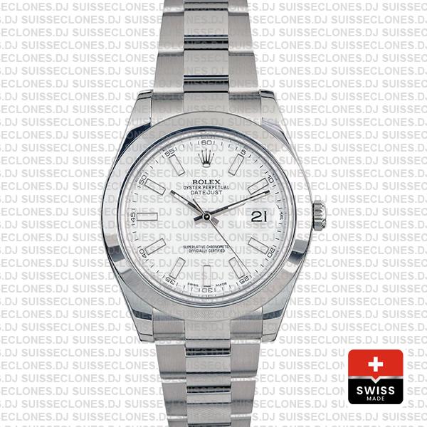 Rolex Datejust Ii Steel White Dial Stick Markers 41mm 116300