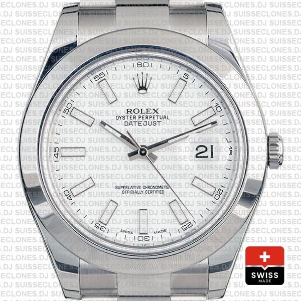Rolex Datejust Ii Steel White Dial Stick Markers 41mm 116300