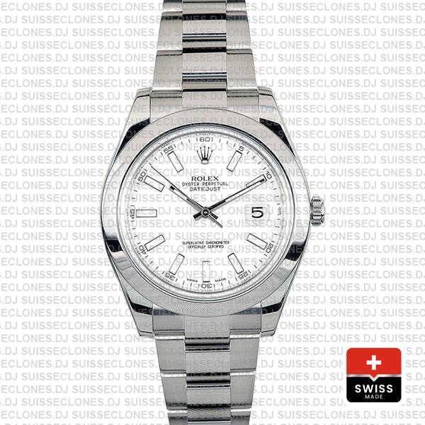 Rolex Datejust Ii Steel White Dial Stick Markers 41mm 116300
