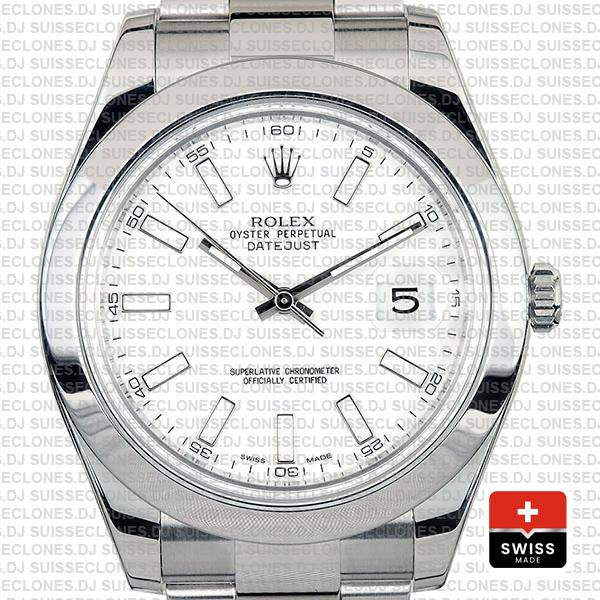 Rolex Datejust Ii Steel White Dial Stick Markers 41mm 116300
