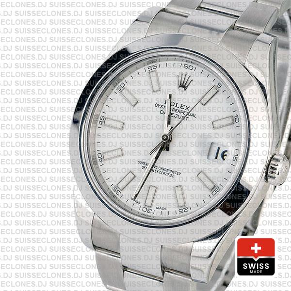 Rolex Datejust Ii Steel White Dial Stick Markers 41mm 116300