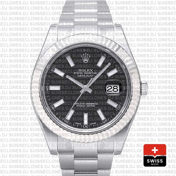 Rolex Datejust ΙΙ 41mm Oyster Bracelet Black Dial Swiss Replica