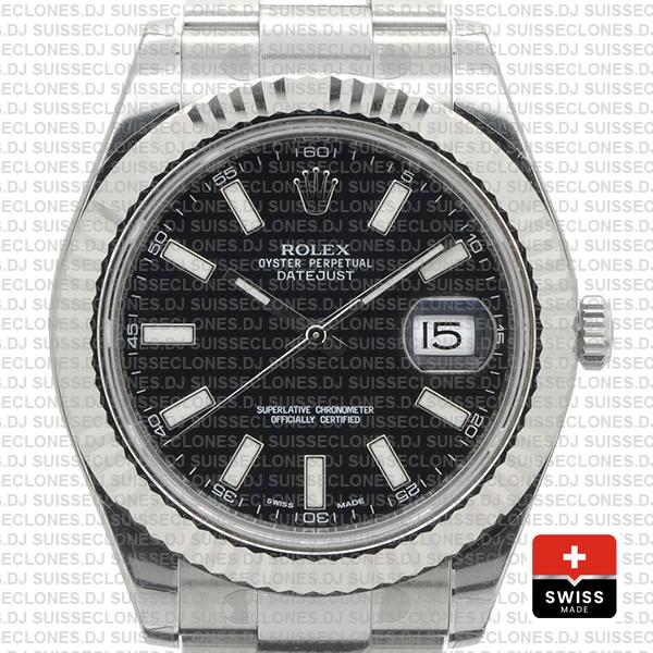 Rolex Datejust ΙΙ 41mm Oyster Bracelet Black Dial Swiss Replica